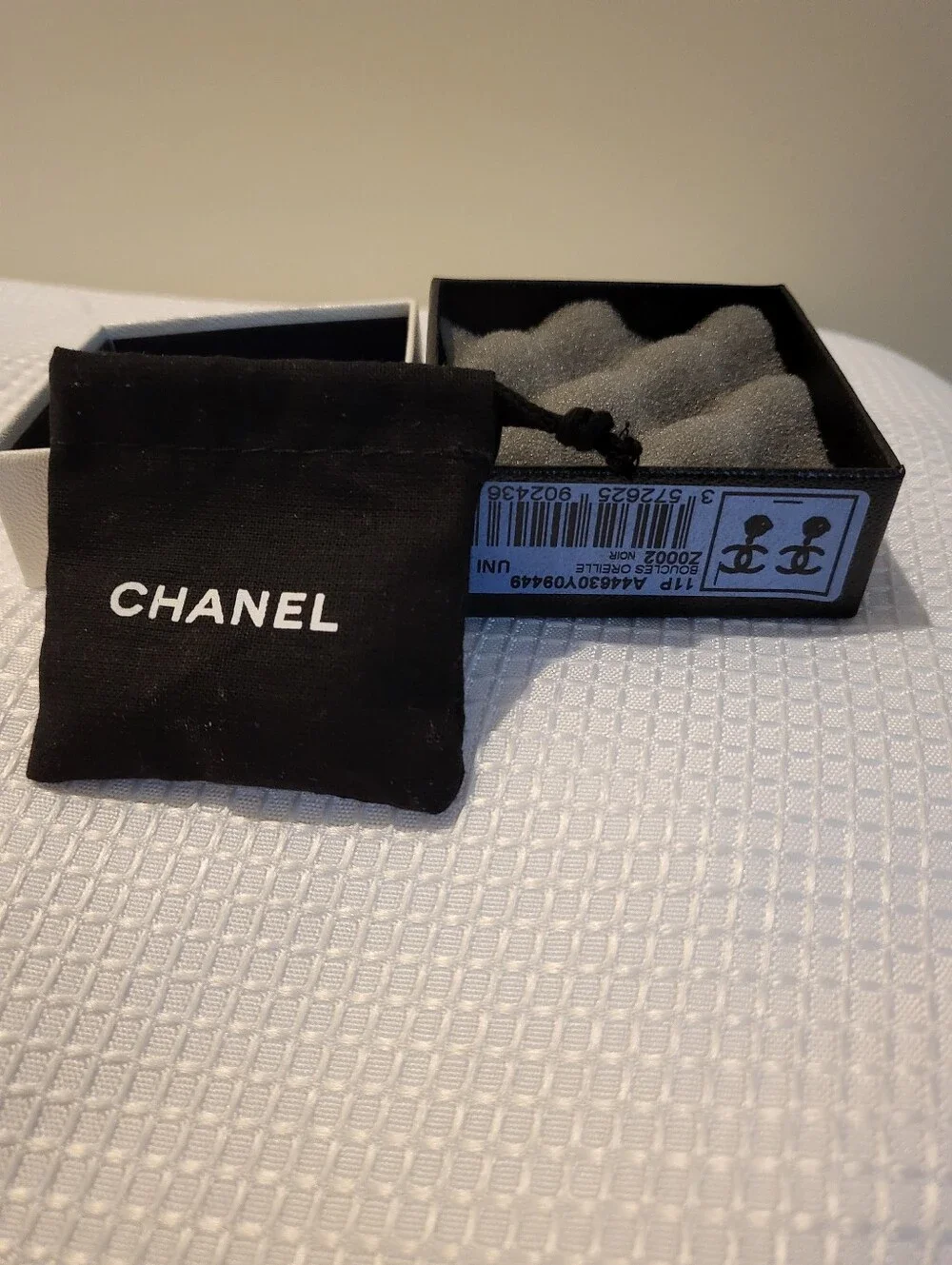 CHANEL Gold-Tone CC Drop Earrings with Black Beads
